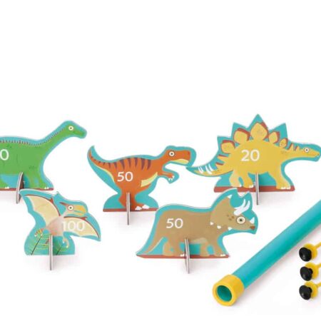 Scratch - Active Play: BLAASPIJP Dino diam.3,5x42cm, met 5 dinos en 3 pijltjes diam.2x8,2cm, in doos 13x4,5x43cm, 5+