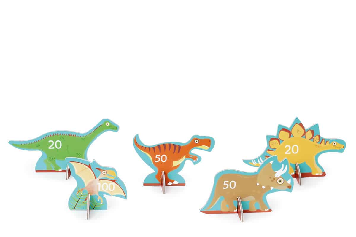 Scratch - Active Play: BLAASPIJP Dino diam.3,5x42cm, met 5 dinos en 3 pijltjes diam.2x8,2cm, in doos 13x4,5x43cm, 5+