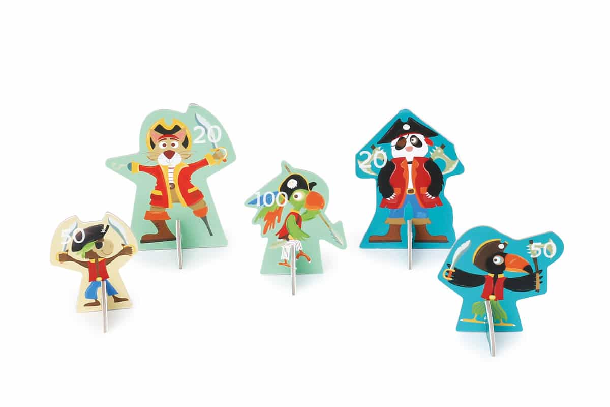 Scratch - Active Play: BLAASPIJP Piraten diam.3,5x42cm, met 5 piraten en 3 pijltjes diam.2x8,2cm, in doos 13x4,5x43cm, 5+