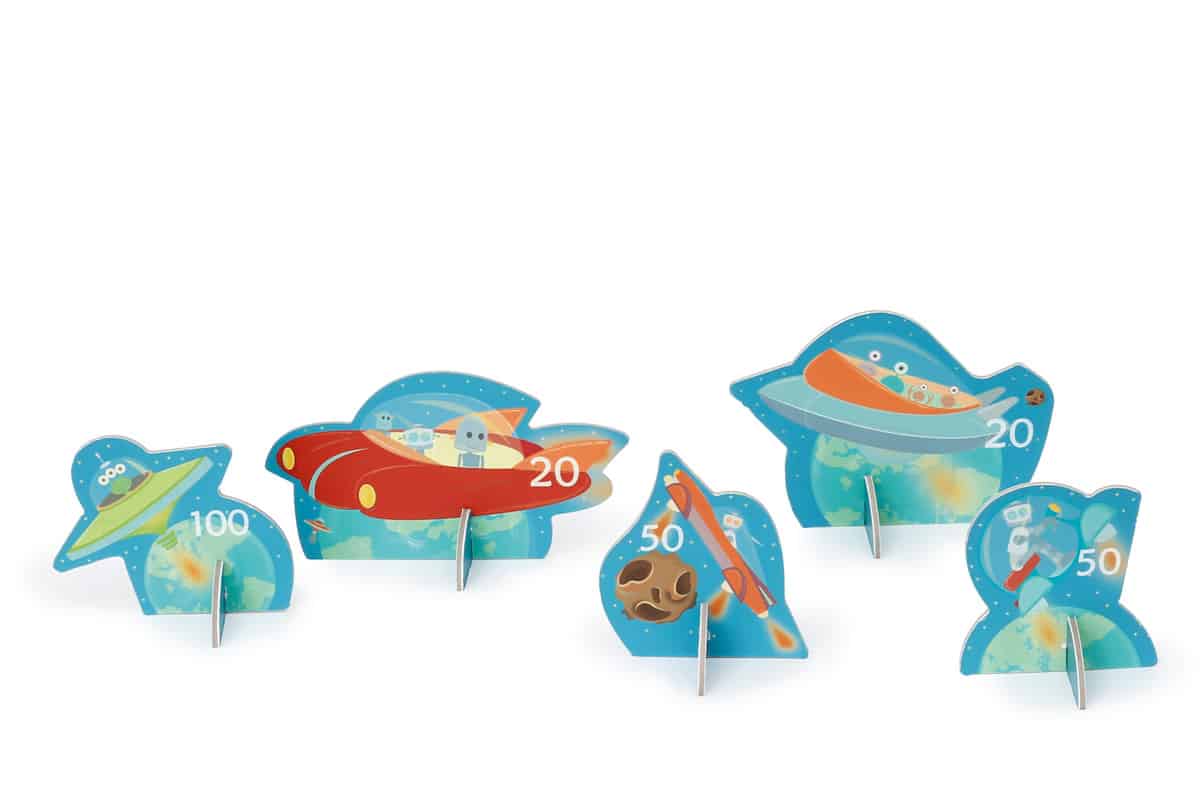 Scratch - Active Play: BLAASPIJP Ruimte diam.3,5x42cm, met 5 robotten en 3 pijltjes diam.2x8,2cm, in doos 13x4,5x43cm, 5+