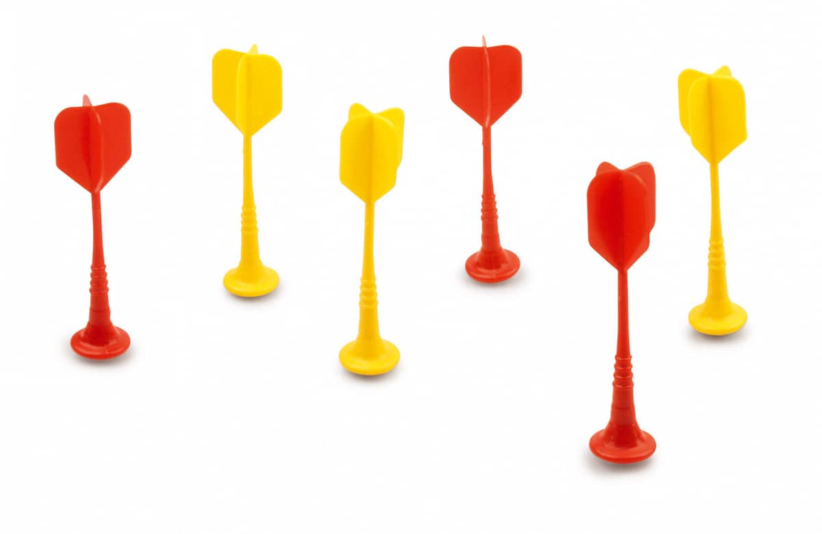 Scratch - Active Play: MAGNETISCHE DARTS - SET Rood/Groen diam.2.5x9cm, set van 6 stuks, in zakje, 5+