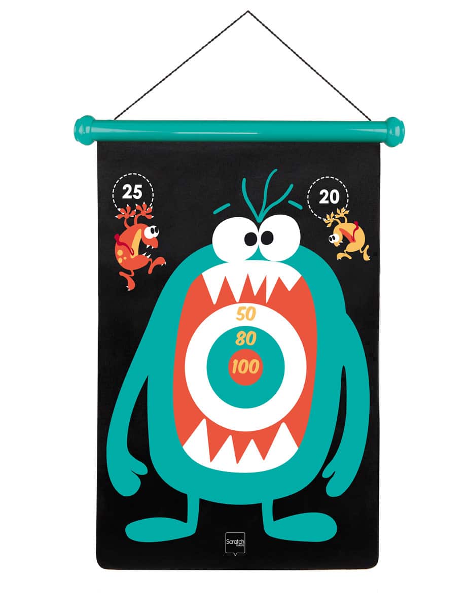 Scratch - Active Play: MAGNETISCHE DARTS Monsters 36x55cm, 2-zijdig bedrukt, in tube, 5+