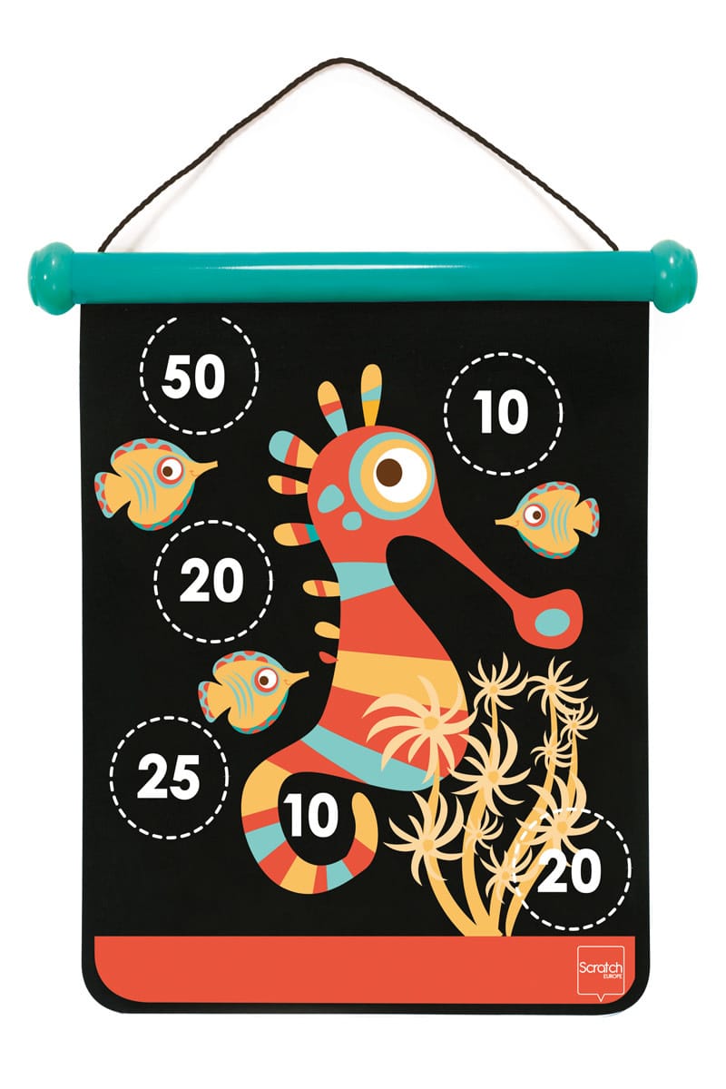 Scratch - Active Play: MAGNETISCHE DARTS medium / Oceaan 40x31cm, 2-zijdig bedrukt, in tube, 5+