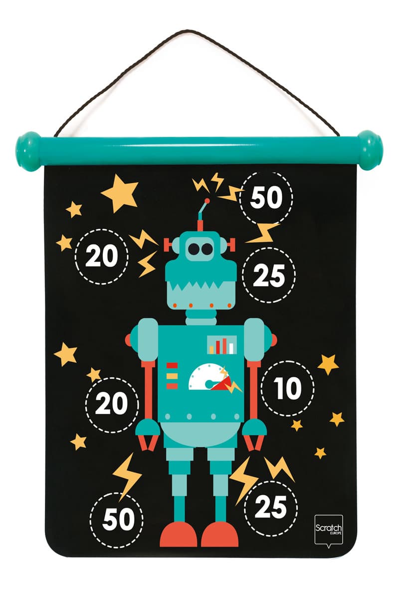 Scratch - Active Play: MAGNETISCHE DARTS medium / Robot 40x31cm, 2-zijdig bedrukt, in tube, 5+