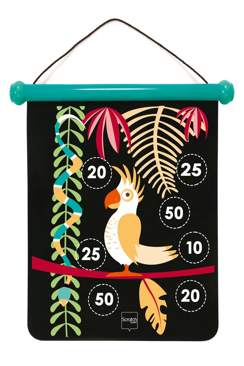 Scratch - Active Play: MAGNETISCHE DARTS medium / Tropical Jungle 40x31cm, 2-zijdig bedrukt, in tube, 5+