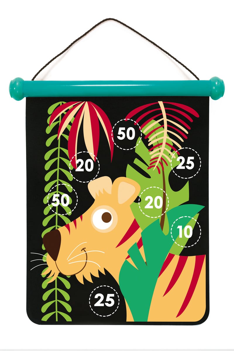 Scratch - Active Play: MAGNETISCHE DARTS medium / Tropical Jungle 40x31cm, 2-zijdig bedrukt, in tube, 5+