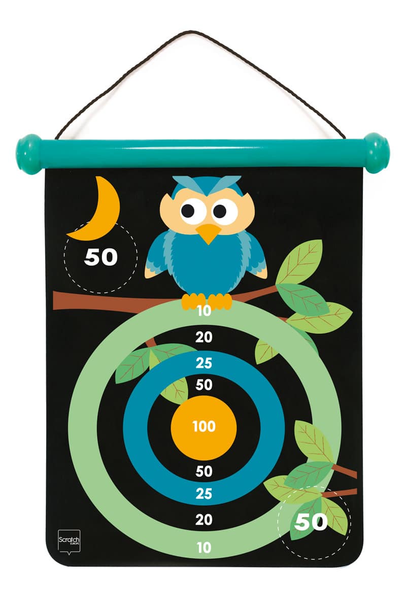 Scratch - Active Play: MAGNETISCHE DARTS medium / Uil 40x31cm, 2-zijdig bedrukt, in tube, 5+