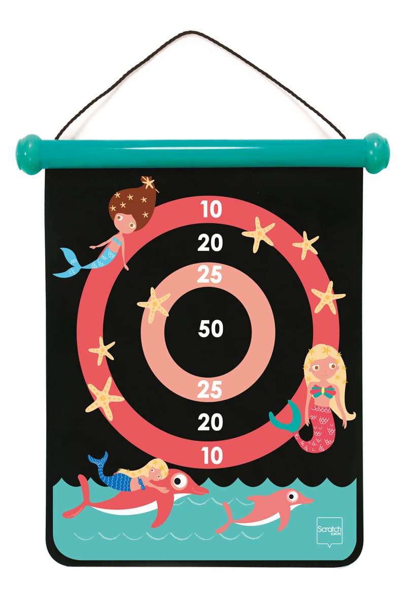 Scratch - Active Play: MAGNETISCHE DARTS medium / Zeemeermin 40x31cm, 2-zijdig bedrukt, in tube, 5+