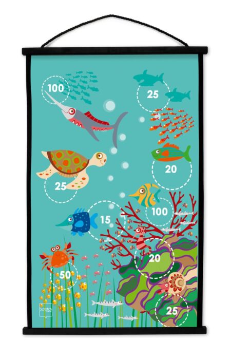 Scratch - Active Play: START TO DART Koraalrif 38x60cm, 2-zijdig bedrukt, met 6 darts met zuignappen, in doos, 5+