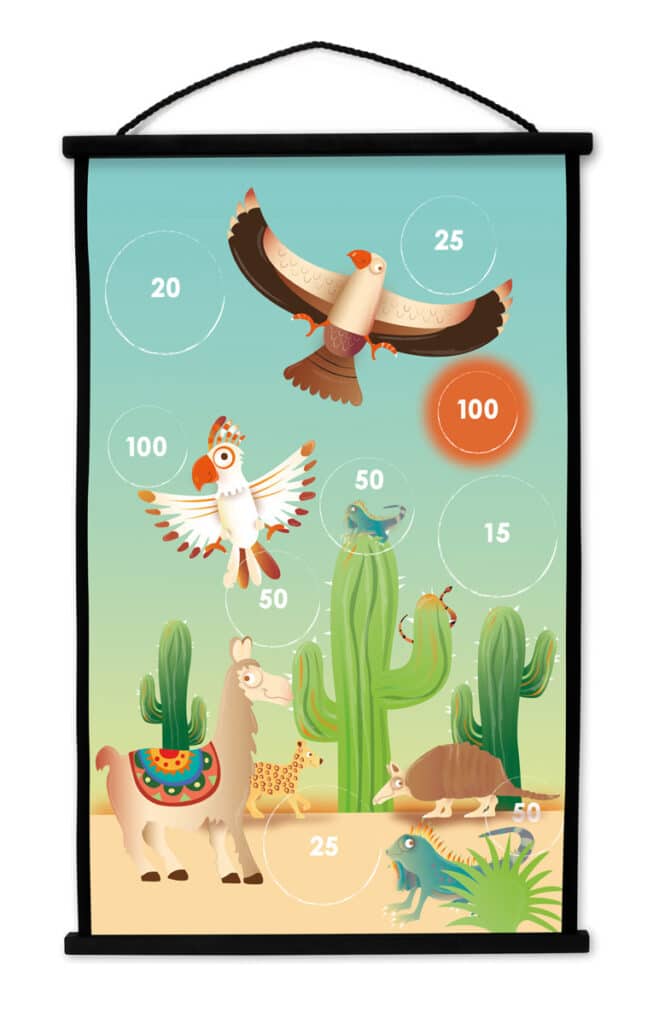 Scratch - Active Play: START TO DART Mexico 38x60cm, 2-zijdig bedrukt, met 6 darts met zuignappen, in doos, 3+