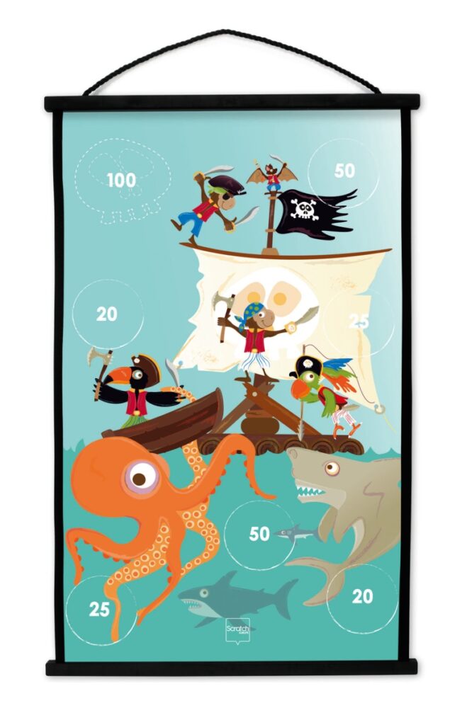 Scratch - Active Play: START TO DART Piraat 38x60cm, 2-zijdig bedrukt, met 6 darts met zuignappen, in doos, 5+
