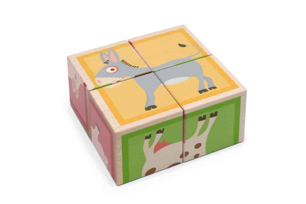 Scratch - Build&Play: BLOKKENPUZZEL Boerderij met 4 blokken 9x9x4.5cm, in hout, in doos, 18m+