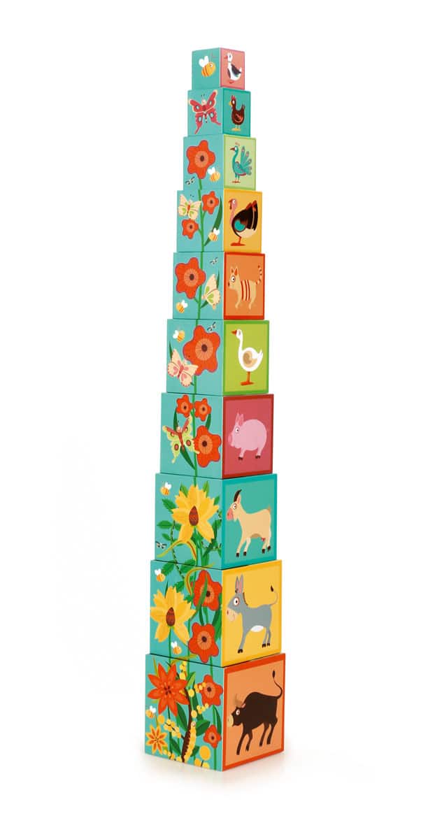 Scratch - Build&Play: STAPELTOREN Boerderij 10 stuks 15.5x15.5xH107cm, in karton, in doos, 12m+