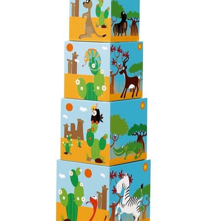 Scratch - Build&Play: STAPELTOREN Dieren van de Wereld 10 stuks 15.5x15.5xH107cm, in karton, in doos, 12m+