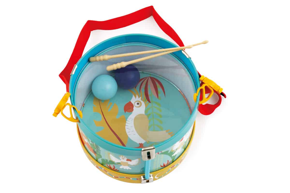 Scratch - Classics: TROMMEL / JUNGLE diam.18x13cm, in metaal, met verstelbare riem, in doos, 18m+