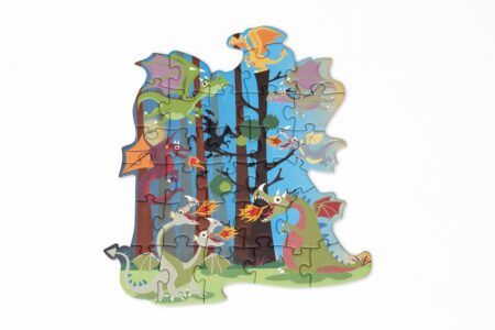 Scratch - Compact Puzzel 29pcs: CONTOUR PUZZEL/DRAKEN 25,5x26cm, in ronde doos 16x16x4cm, 3+
