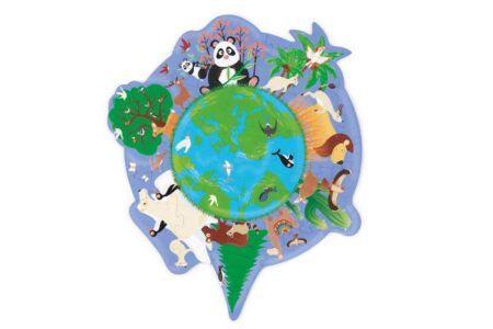 Scratch - Compact Puzzel 45pcs: CONTOUR PUZZEL/WERELD 33x28,7cm, in ronde doos 16x16x4cm, 4+