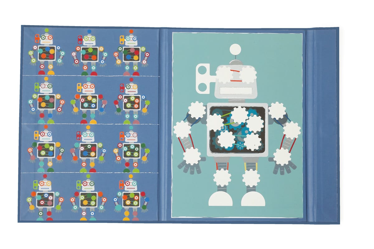 Scratch - EduLogic Book: Colours&Shapes/ROBOT 18,2x25,6x1,3cm (gesloten), 51,5x25,6x1cm (open), magnetisch, 4+