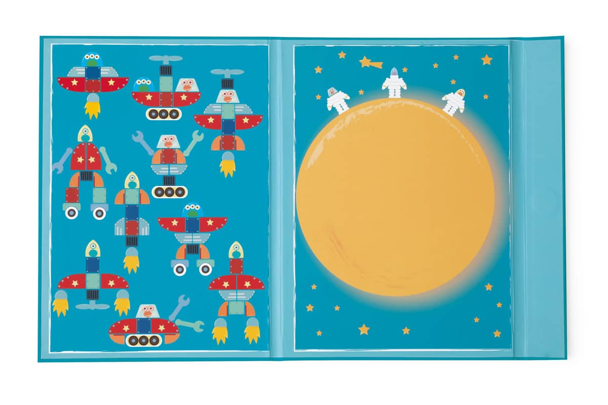 Scratch - EduLogic Book: Mix&Match/RUIMTE AVONTUUR 18,2x25,6x1,3cm (gesloten), 51,5x25,6x1cm (open), magnetisch, 4+