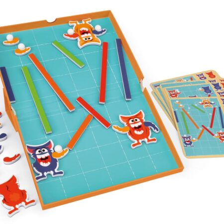 Scratch - EduLogic Box: MONSTER TRACKS 25.5x23x2cm (gesloten), 25.5x38x2cm (open), magnetisch, met 20 uitdagingen en 2 niveaus, 5 knikkers inbegrepen, 5+