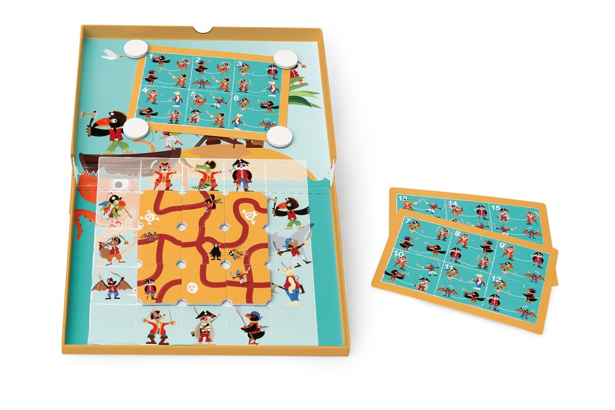 Scratch - EduLogic Box: PIRATE MAZE 25.5x23x2cm (gesloten), 25.5x38x2cm (open), magnetisch, met 20 uitdagingen en 2 niveaus, 5+