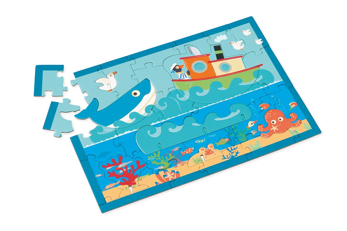 Scratch - PlayPuzzle 30pcs: 3D OCEAAN 33x23,1cm, in ronde doos 20x20x4,5cm, 3+