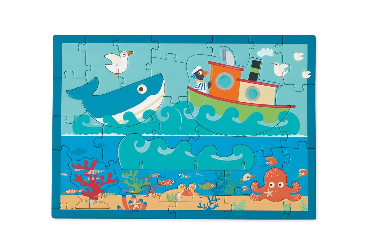 Scratch - PlayPuzzle 30pcs: 3D OCEAAN 33x23,1cm, in ronde doos 20x20x4,5cm, 3+