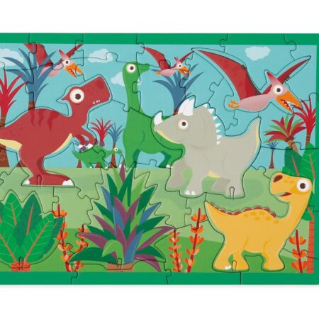 Scratch - PlayPuzzle 36pcs: 3D DINO 33x23,1cm, in ronde doos 20x20x4,5cm, 3+