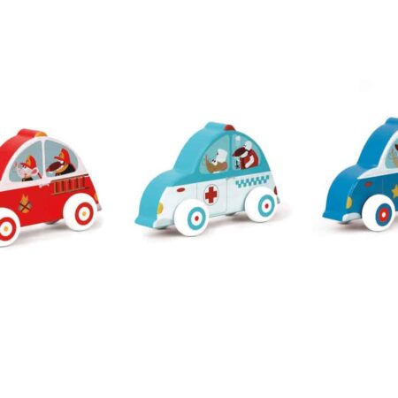 Scratch - Preschool: DIENSTWAGEN in hout 10x2x5.5cm, modellen gemengd, in display, 12m+