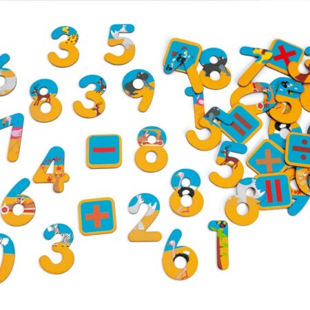 Scratch - Preschool: MAGNETEN 123 / SAFARI 4x4cm, 60 cijfers, in karton, in doos, 3+