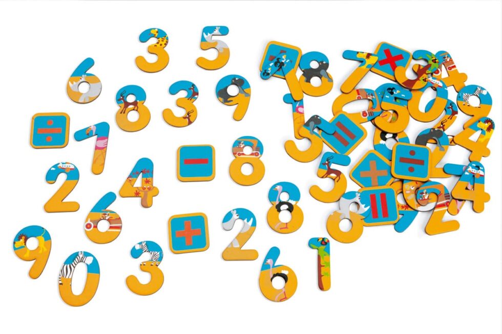 Scratch - Preschool: MAGNETEN 123 / SAFARI 4x4cm, 60 cijfers, in karton, in doos, 3+