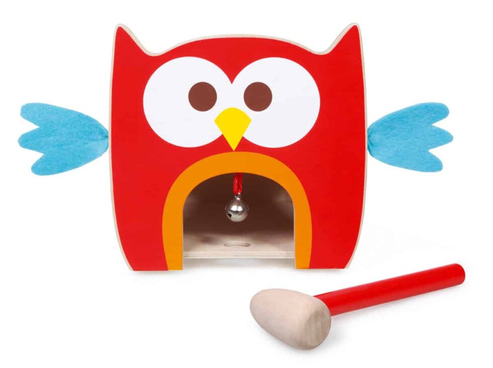 Scratch - Preschool: TOC TOC UIL Lou 17x17.3x16cm, met 4 gekleurde ballen, een hamer en een belletje, in doos, 12m+