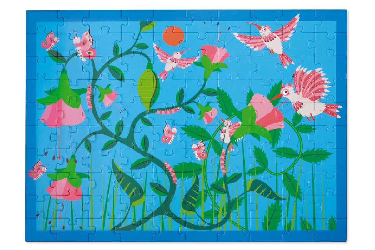 Scratch - Puzzel 100pcs: KOLIBRIES 60x43.5cm, in doos diam.26xH10cm, 5+