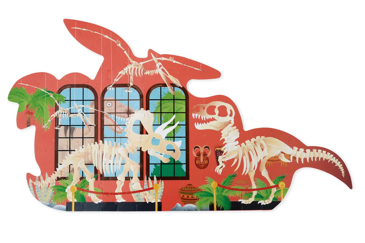 Scratch - Puzzel 2-zijdig 100pcs: DINO Skin&Bones 68x38x2.5cm, in vormendoos 31,5x20,6x6,5cm, 5+