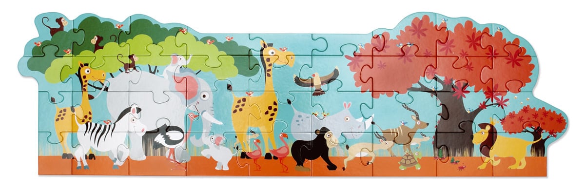 Scratch - Puzzel 36pcs: VLOERPUZZEL/SAFARI 100x33cm, in doos diam.26xH12cm, 3+