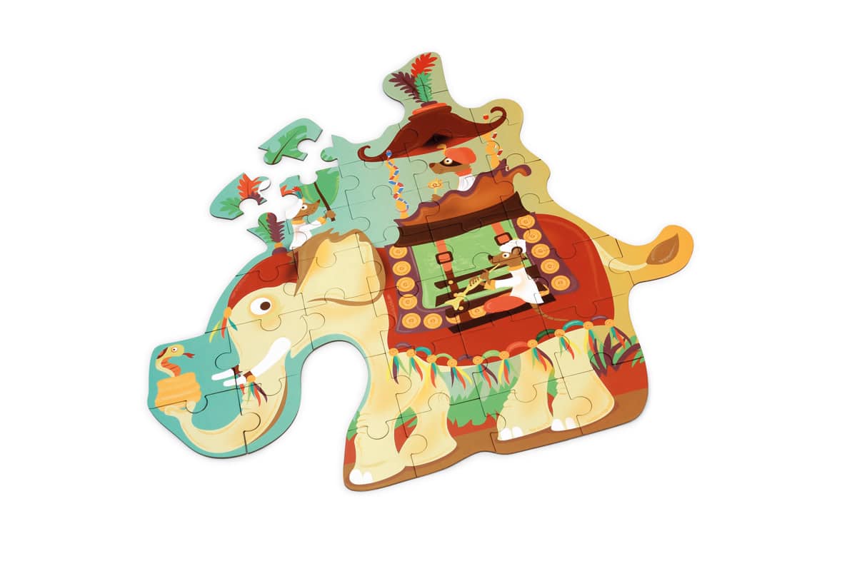 Scratch - Puzzel 37pcs: CONTOUR PUZZEL/OLIFANT 50x48.5x0.25cm, in vormendoos 27.6x23.6x6.5cm, 3+