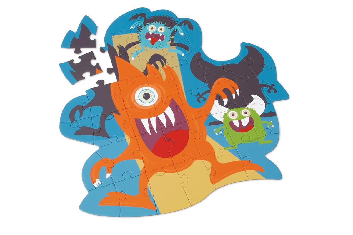 Scratch - Puzzel 40pcs: CONTOUR PUZZEL/MONSTERS 53,5x55,5cm, in vormendoos 22,5x27x6,5cm, 3+