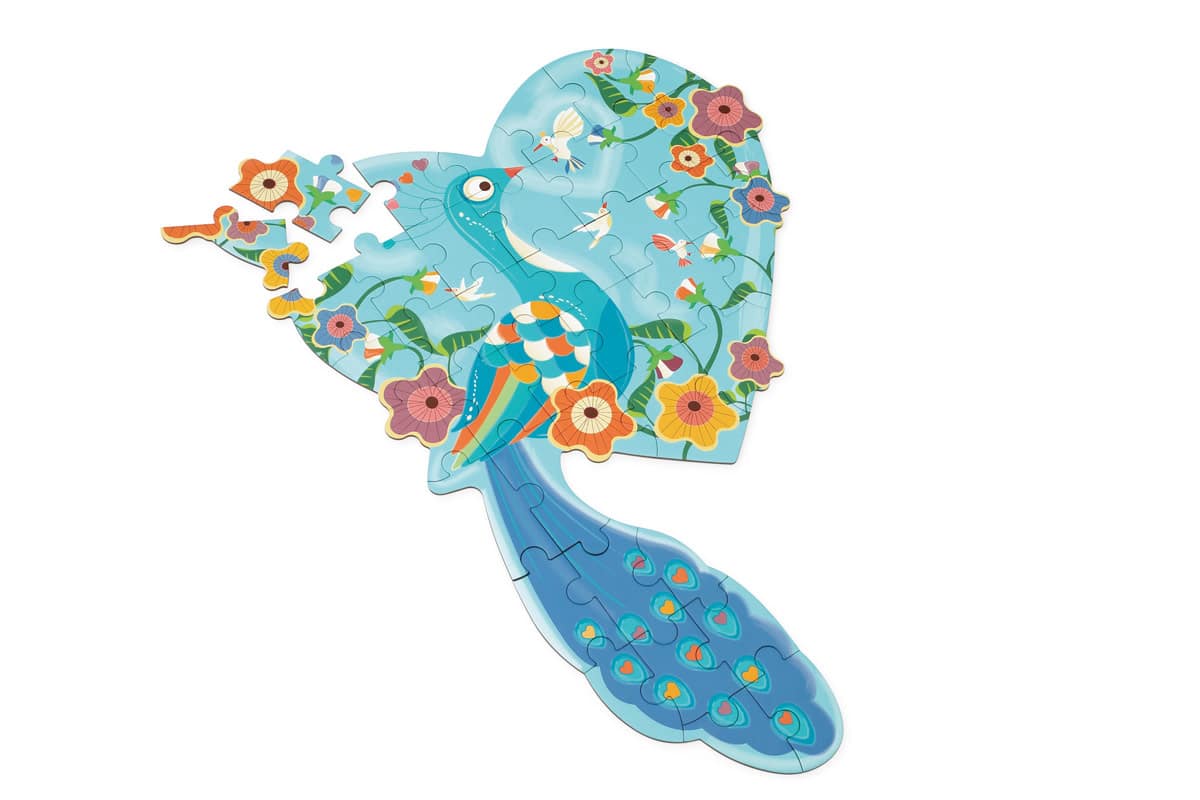 Scratch - Puzzel 40pcs: CONTOUR PUZZEL/PAUW 41x58cm, in vormendoos 28x22.40x6.5cm, 3+