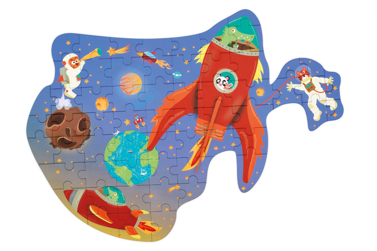 Scratch - Puzzel 60pcs: CONTOUR PUZZEL/RUIMTE 64.5x46.3x0.25cm, in vormendoos 19.9x28.8x6.5cm, 4+