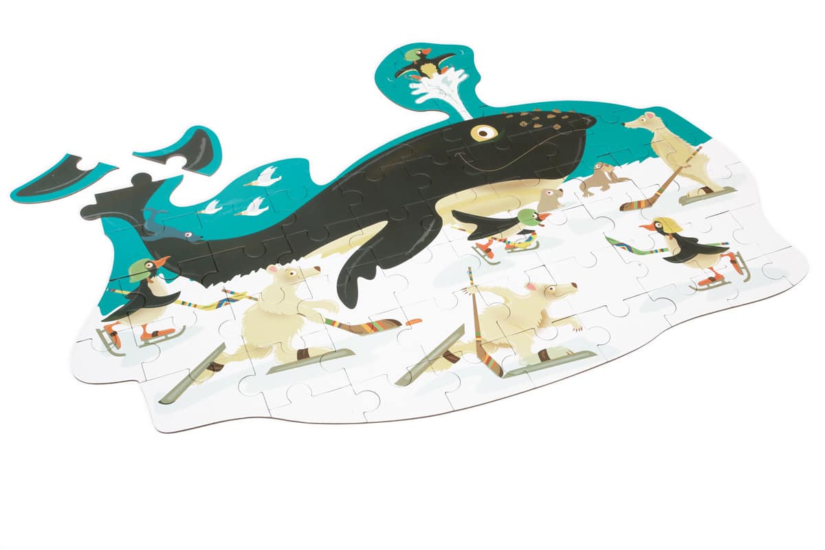 Scratch - Puzzel 60pcs: CONTOUR PUZZEL/WALVIS 61.7x41.9x0.25cm, in vormendoos 30x19.6x6.5cm, 4+