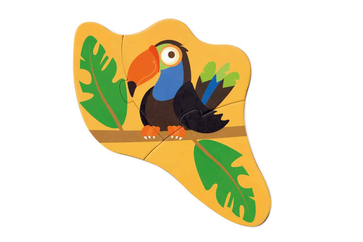 Scratch - Puzzel: BEGINNERSPUZZELS - JUNGLE ca. 15-27cm, met 5 puzzels 3-4-5-6-8 stuks, in karton, in doos diam.18xH12cm, 2+