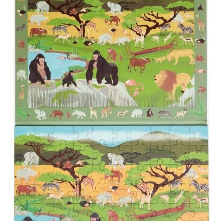 Scratch - Puzzel Magnetisch: DISCOVERY - SAVANNE 80pcs 24,5x30,5cm (gesloten), 52,3x30,5cm (open), 2-in-1: puzzel en ontdek, 4+