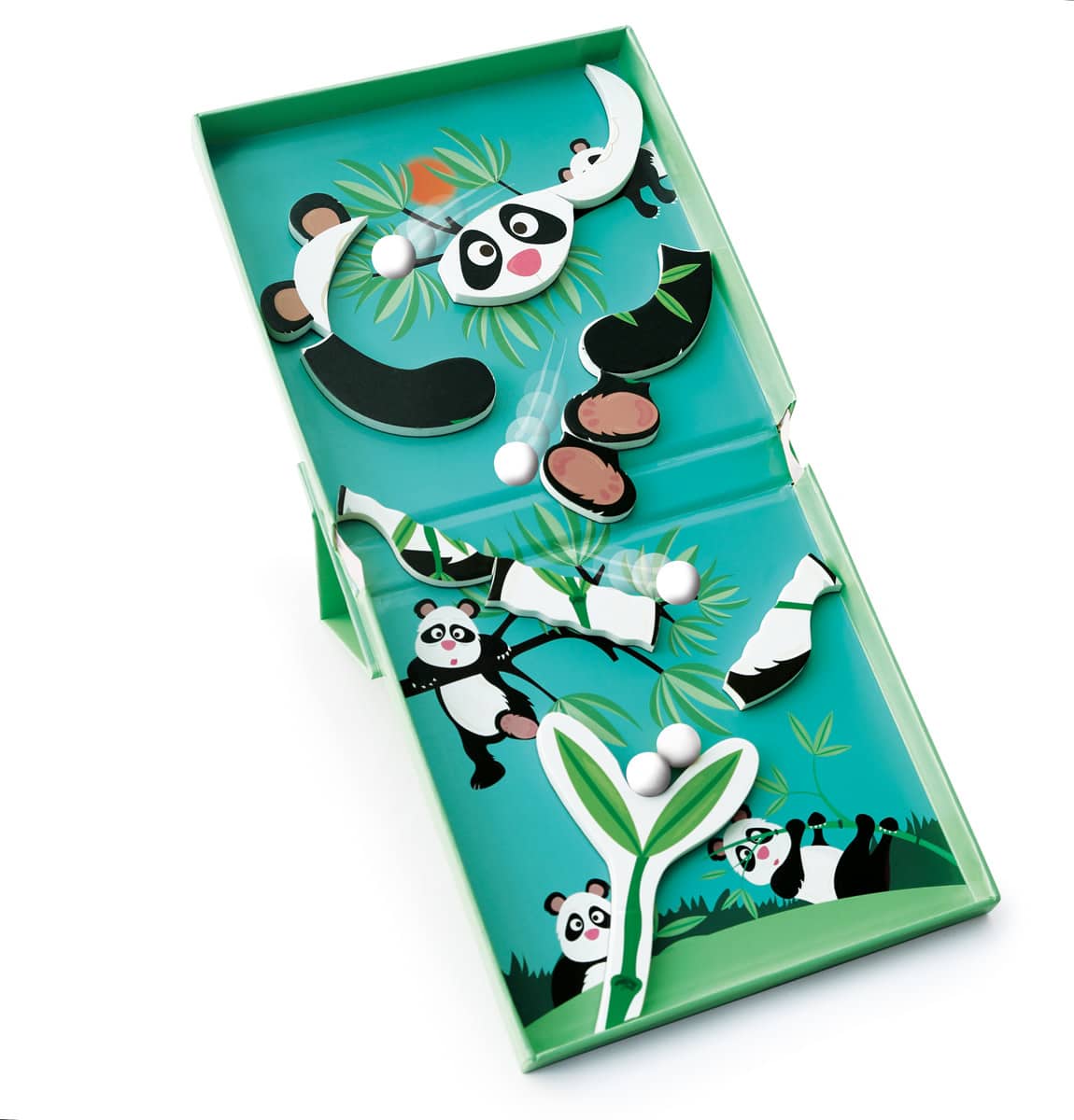 Scratch - Puzzel Magnetisch: MAGNETIC PUZZLE RUN - PANDA 11 stuks 15.5x20.5x2cm (gesloten), 15.5x32.5x2cm (open), 2-in-1: puzzel en knikkerbaan met 5 knikkers, 3+