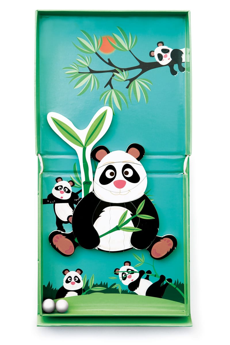 Scratch - Puzzel Magnetisch: MAGNETIC PUZZLE RUN - PANDA 11 stuks 15.5x20.5x2cm (gesloten), 15.5x32.5x2cm (open), 2-in-1: puzzel en knikkerbaan met 5 knikkers, 3+