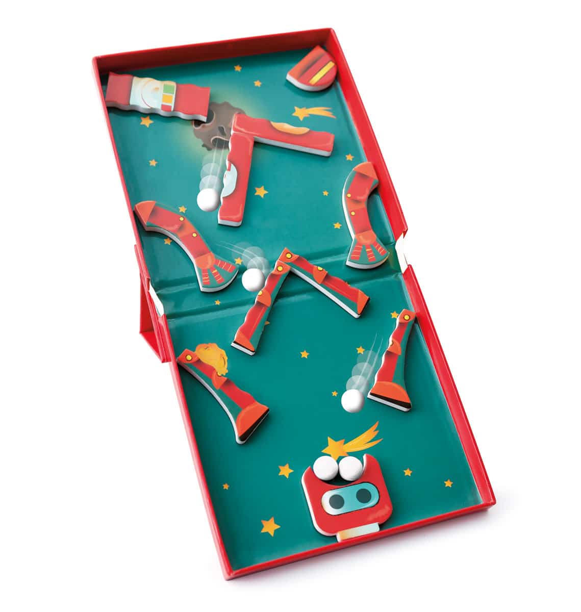 Scratch - Puzzel Magnetisch: MAGNETIC PUZZLE RUN - ROBOT 11 stuks 15.5x20.5x2cm (gesloten), 15.5x32.5x2cm (open), 2-in-1: puzzel en knikkerbaan met 5 knikkers, 3+
