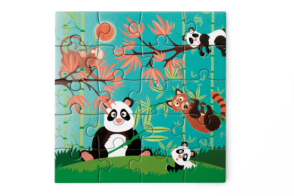 Scratch - Puzzel Magnetisch: MAGNETISCH PUZZELBOEK TO GO - PANDA 18x18x1.5cm (gesloten), 54x18x0.5cm (open), met 2 magnetische puzzels van 20 stuks, 3+