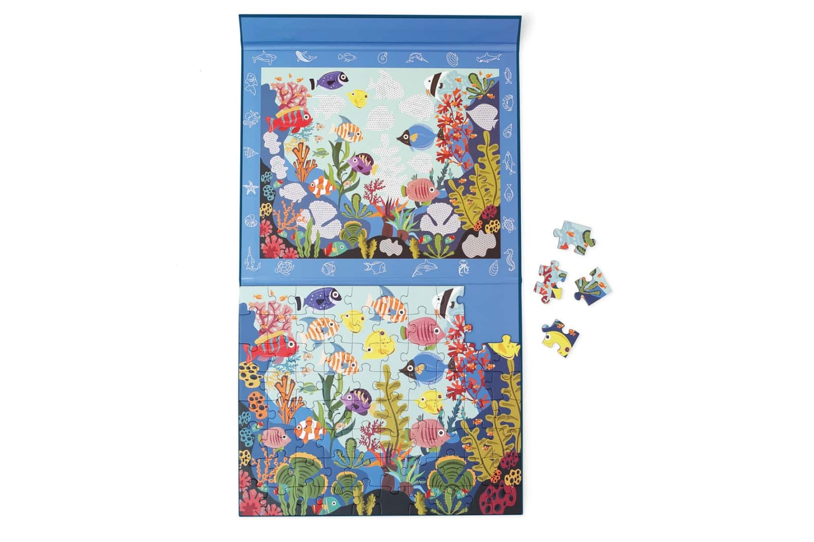 Scratch - Puzzel Magnetisch: MYSTERY - OCEAAN 80pcs, met loep met rode filter 24,5x30,5cm (gesloten), 52,3x30,5cm (open), 2-in-1: puzzel en ontdek, 4+