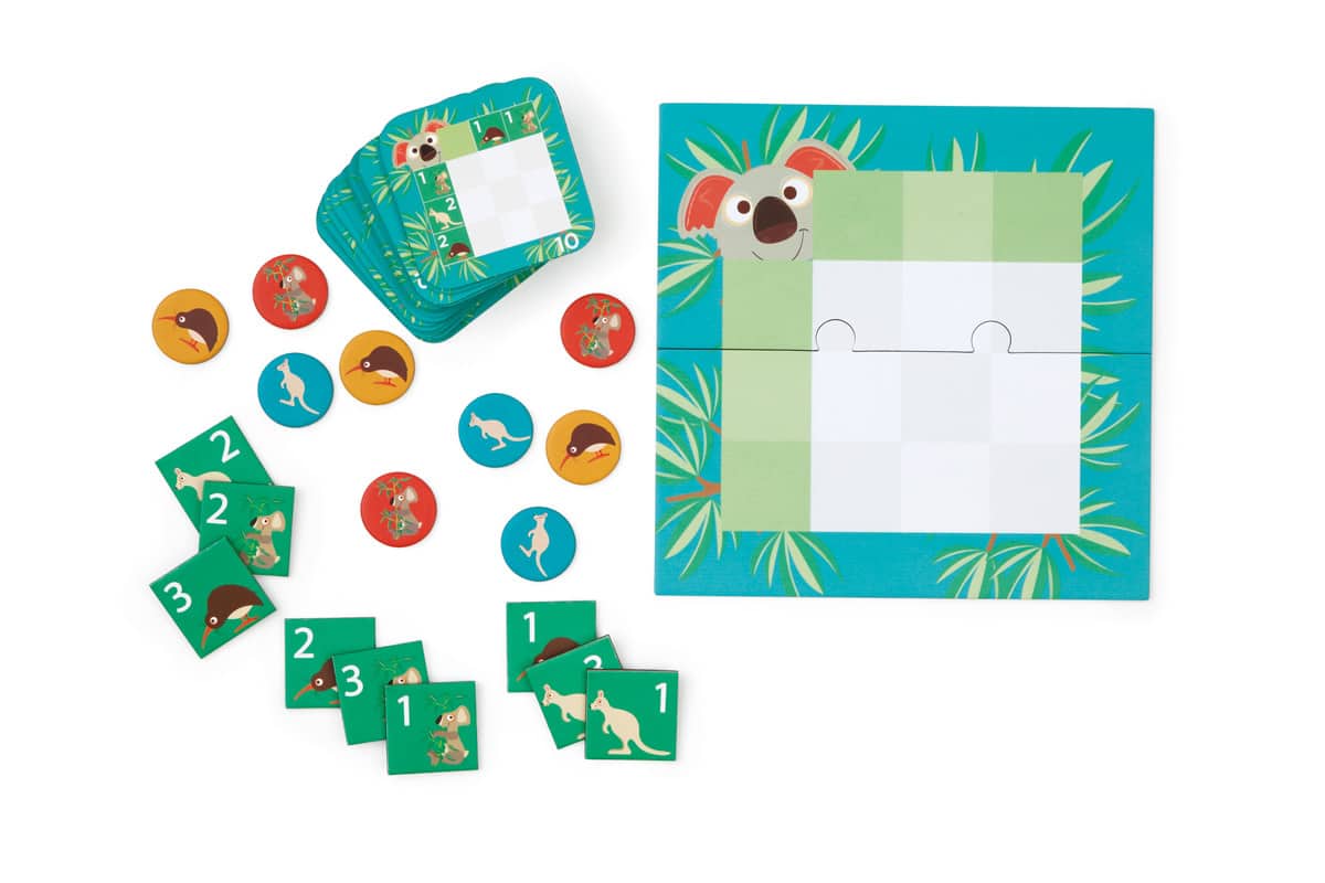 Scratch - Solo Game: KOALA CHALLENGE 16,6x16,5cm, een solo-inzichtspel met 30 opdrachten, in vormendoos 22x14,3x3,5cm, 5+