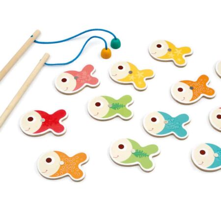 Scratch - Spel: VISSPEL Classic, 12 visjes (7.5x5x0.5cm) met punten en 2 hengels, magnetisch, in visvormige doos, 18m+