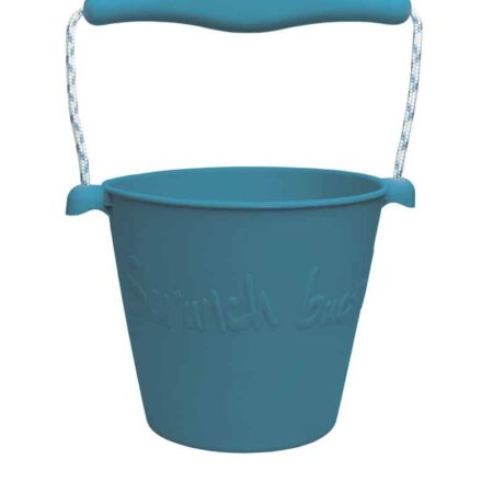 Scrunch - EMMER grijsblauw diam.15cm, 1.5l inhoud, handvaten met touw, opvouwbaar, 100% siliconen, recycleerbaar, 12m+